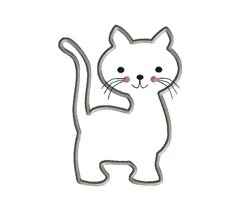 Cat Applique Machine Embroidery Design