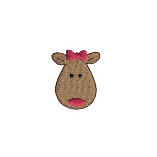 Mini Reindeer Embroidery Design with Bow