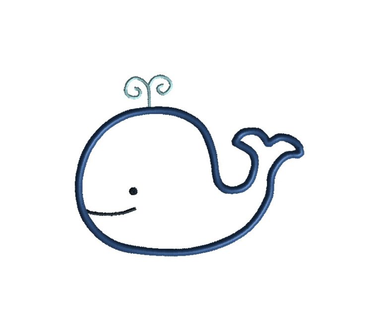 Whale Applique Machine Embroidery Design
