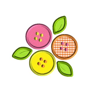 Button Flowers Applique Design