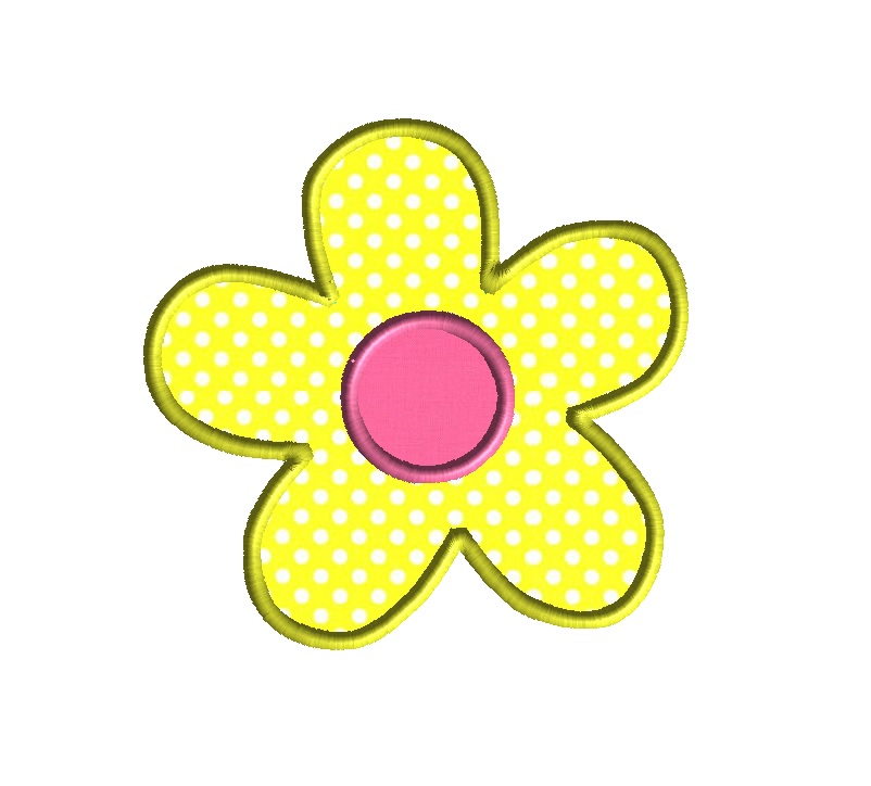 Simple Flower Applique Machine Embroidery Design