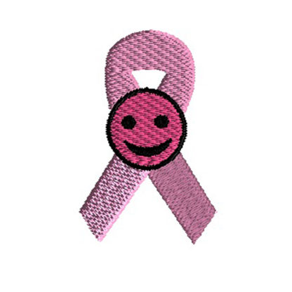 FREE Breast Cancer Ribbon Embroidery Design with Smiley Face