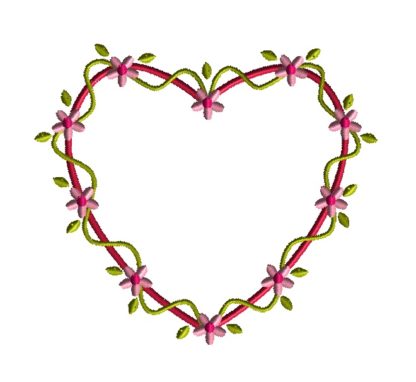 Heart Flower Frame Applique Design