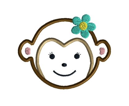 Monkey Girl Applique Design