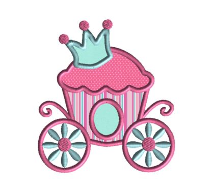 Princess Cupcake Carriage Applique Design
