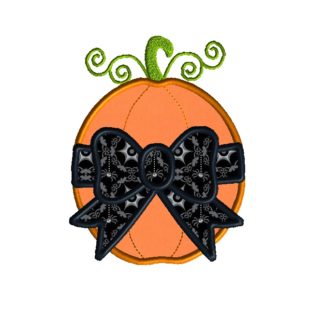Pumpkin with Bow Applique Design