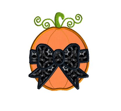 Pumpkin with Bow Applique Design