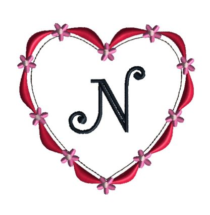 Ribbon Heart Frame Embroidery Design