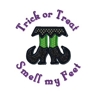 Trick or Treat Witch Feet Applique Design