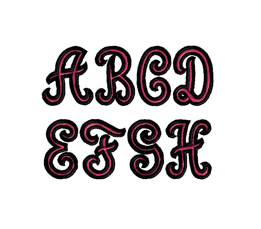 Capital script 2 color font machine embroidery designs Capital script 2 color font machine embroidery designs