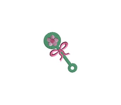 Mini Baby Rattle Embroidery Design Girl