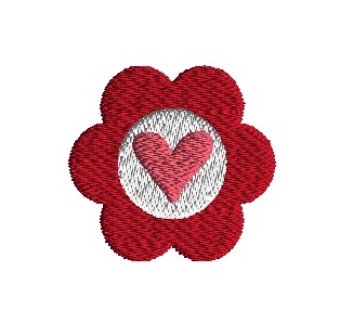 Valentine Red Heart With Flower Embroidered Patch Iron on 3 