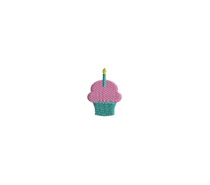 Mini Birthday Cupcake Embroidery Design