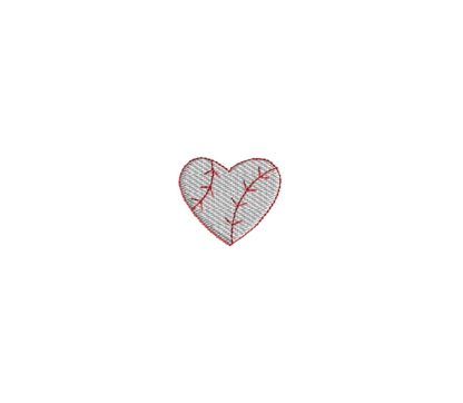 Mini Heart Baseball Embroidery Design