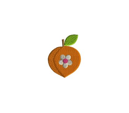 Mini Peach with Flower Embroidery Design