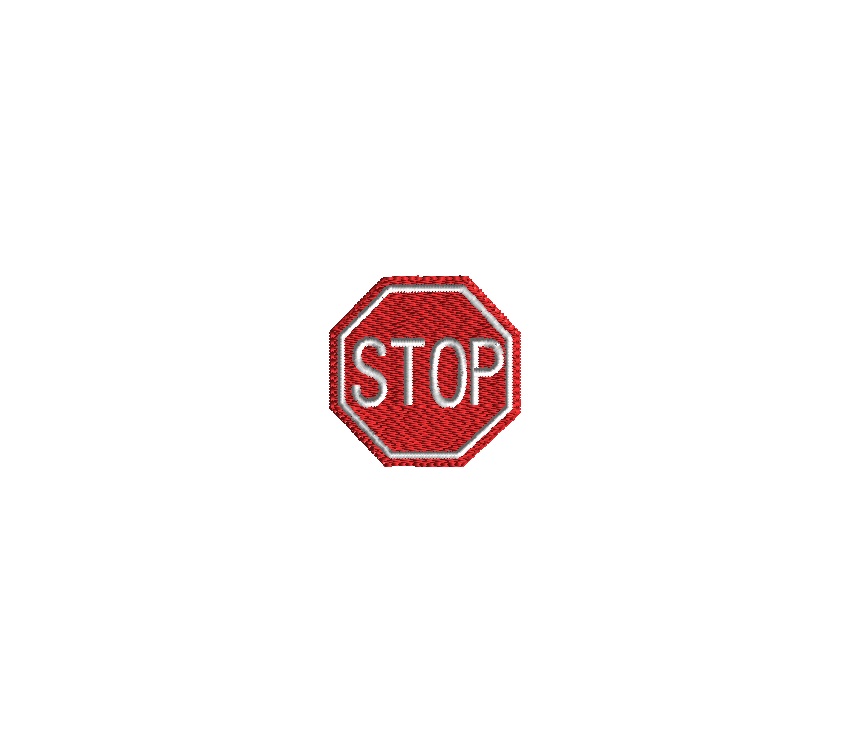 mini stop sign machine embroidery design 3 sizes