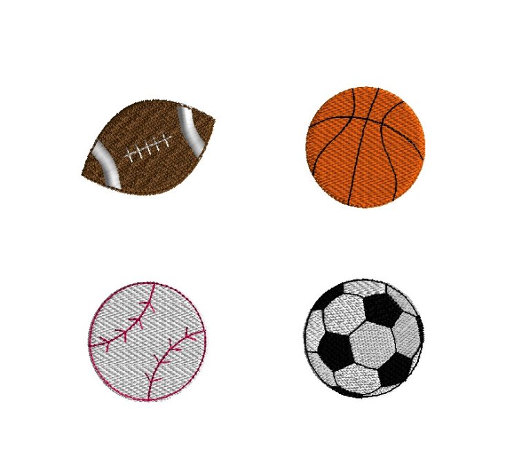 Mini Sports Balls Machine Embroidery Design Set