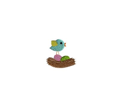 Mini Spring Bird in Nest Embroidery Design