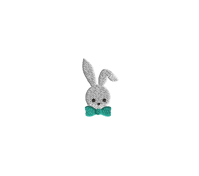 Mini bunny with bow tie machine embroidery design