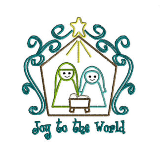 Joy to the World Nativity Applique Machine Embroidery Design 1