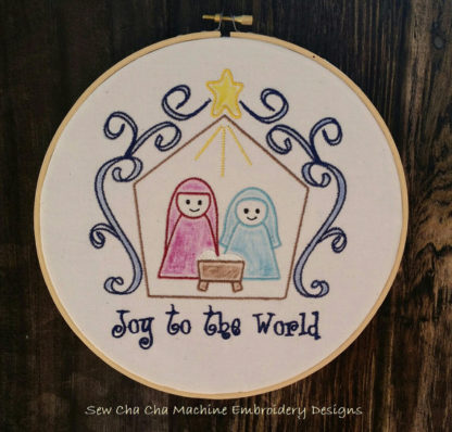 Joy to the World Nativity Applique Machine Embroidery Design 2
