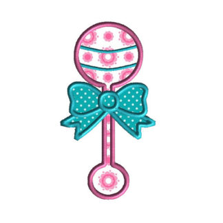 Baby Rattle Applique Machine Embroidery Design