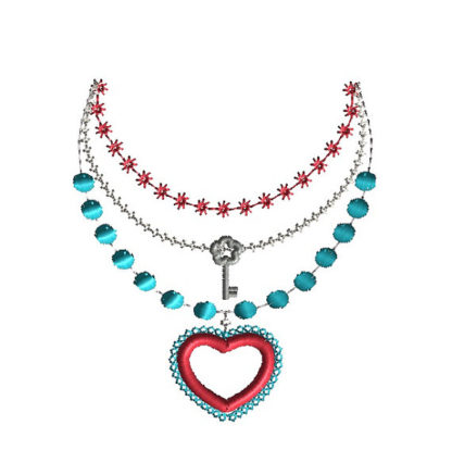 Necklace Heart Pendant Applique Machine Embroidery Design 4