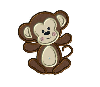 Baby Boy Monkey Applique Machine Embroidery Design 1