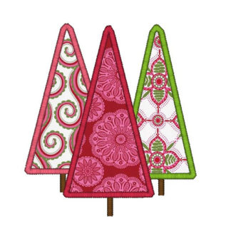 Christmas Trees Applique Machine Embroidery Design 1