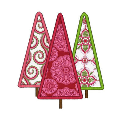 Christmas Trees Applique Machine Embroidery Design 1