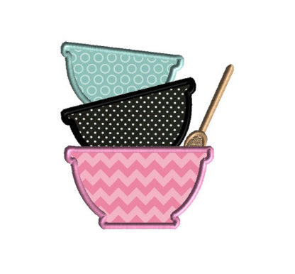 Mixing Bowls Applique Machine Embroidery Design 1