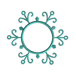Snowflake Monogram Frame Applique Machine Embroidery Design 1