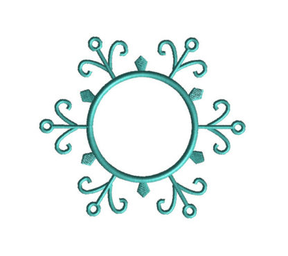 Snowflake Monogram Frame Applique Machine Embroidery Design 1