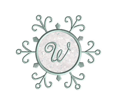 Snowflake Monogram Frame Applique Machine Embroidery Design 3