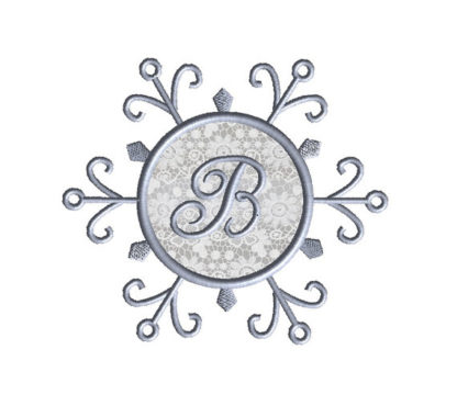 Snowflake Monogram Frame Applique Machine Embroidery Design 2