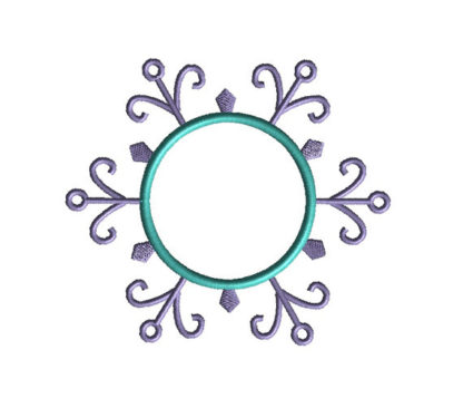 Snowflake Monogram Frame Applique Machine Embroidery Design 4