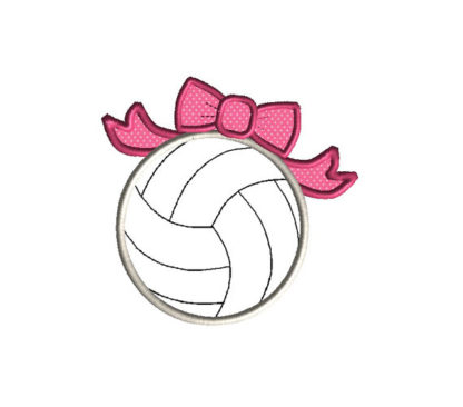 Volleyball with Bow Applique Machine Embroidery Design 2