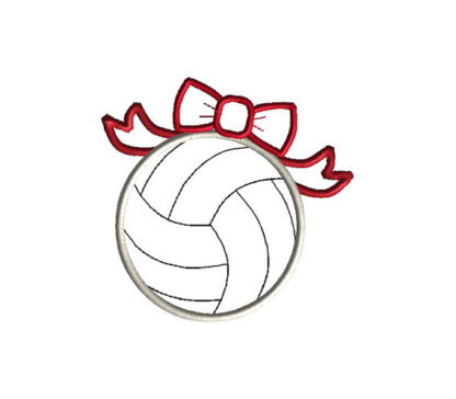 Volleyball with Bow Applique Machine Embroidery Design 1