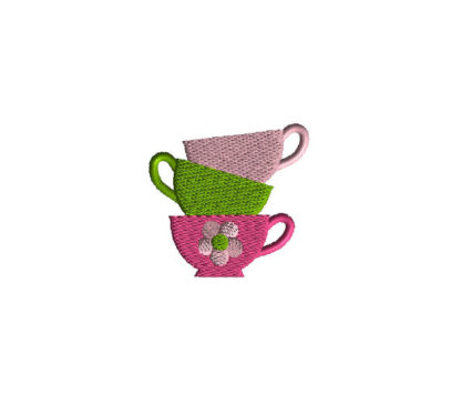 Mini Teacup Stack Embroidery Design