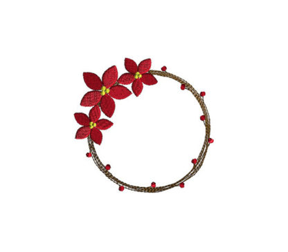 Poinsettia Wreath Monogram Frame Applique Machine Embroidery Design 2