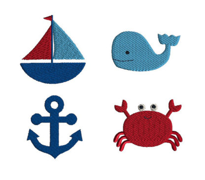 Mini Nautical Machine Embroidery Design Set