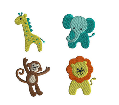 Mini Jungle Animals Machine Embroidery Designs