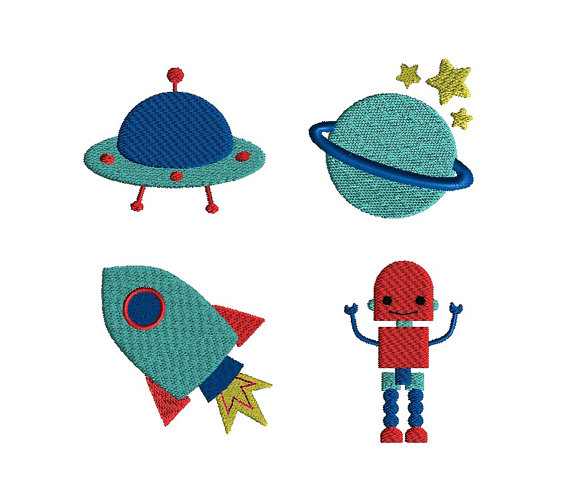 Mini Outer Space Machine Embroidery Design Set Mini Outer Space Machine Embroidery Design Set