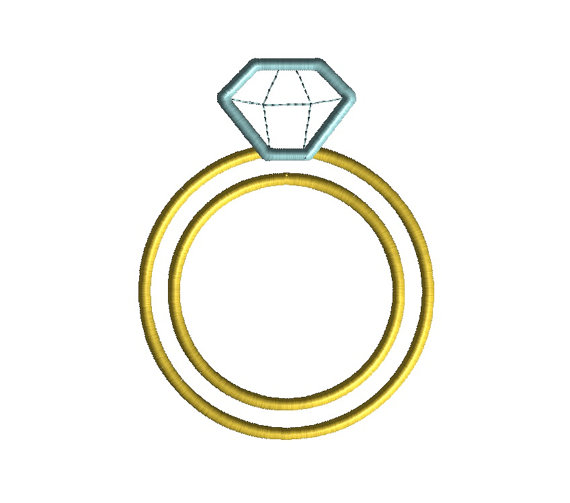 Applique 10 Sizes Diamond Ring Machine Embroidery Design