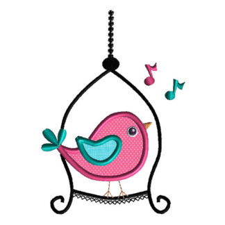 Bird on a Swing Applique Machine Embroidery Design1