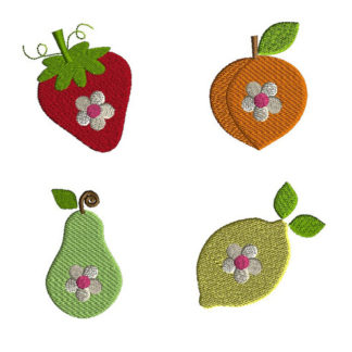 Mini Fruit with Flowers Machine Embroidery Design Set