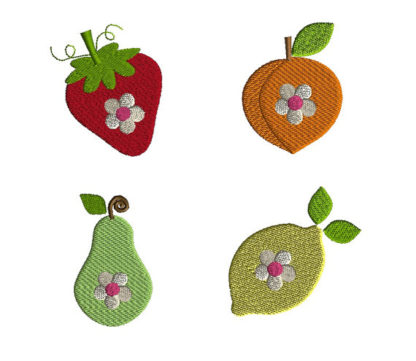 Mini Fruit with Flowers Machine Embroidery Design Set