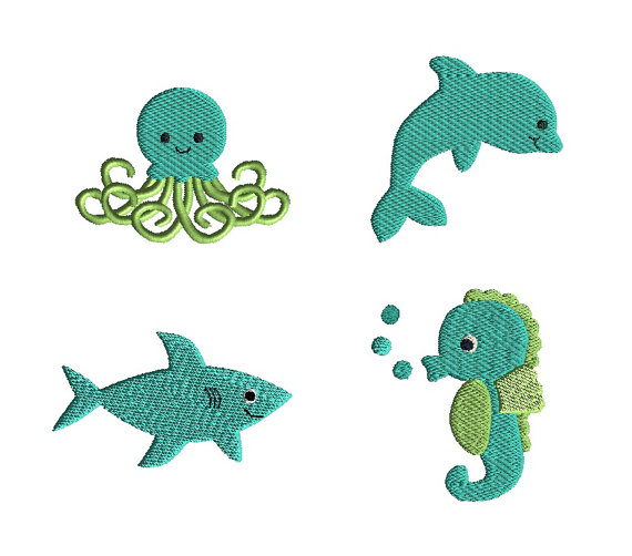 Mini Sea Friends Machine Embroidery Design Set Mini Sea Friends Machine Embroidery Design Set