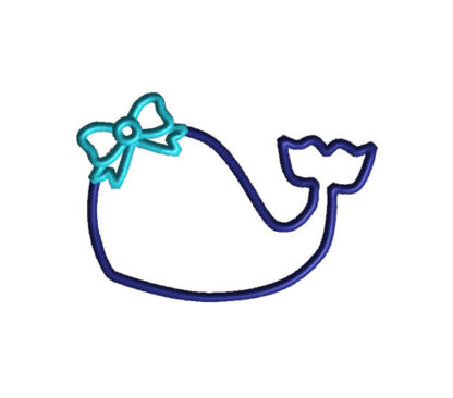 Whale with Bow Applique Machine Embroidery Design 2