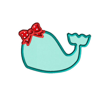 Whale with Bow Applique Machine Embroidery Design 3